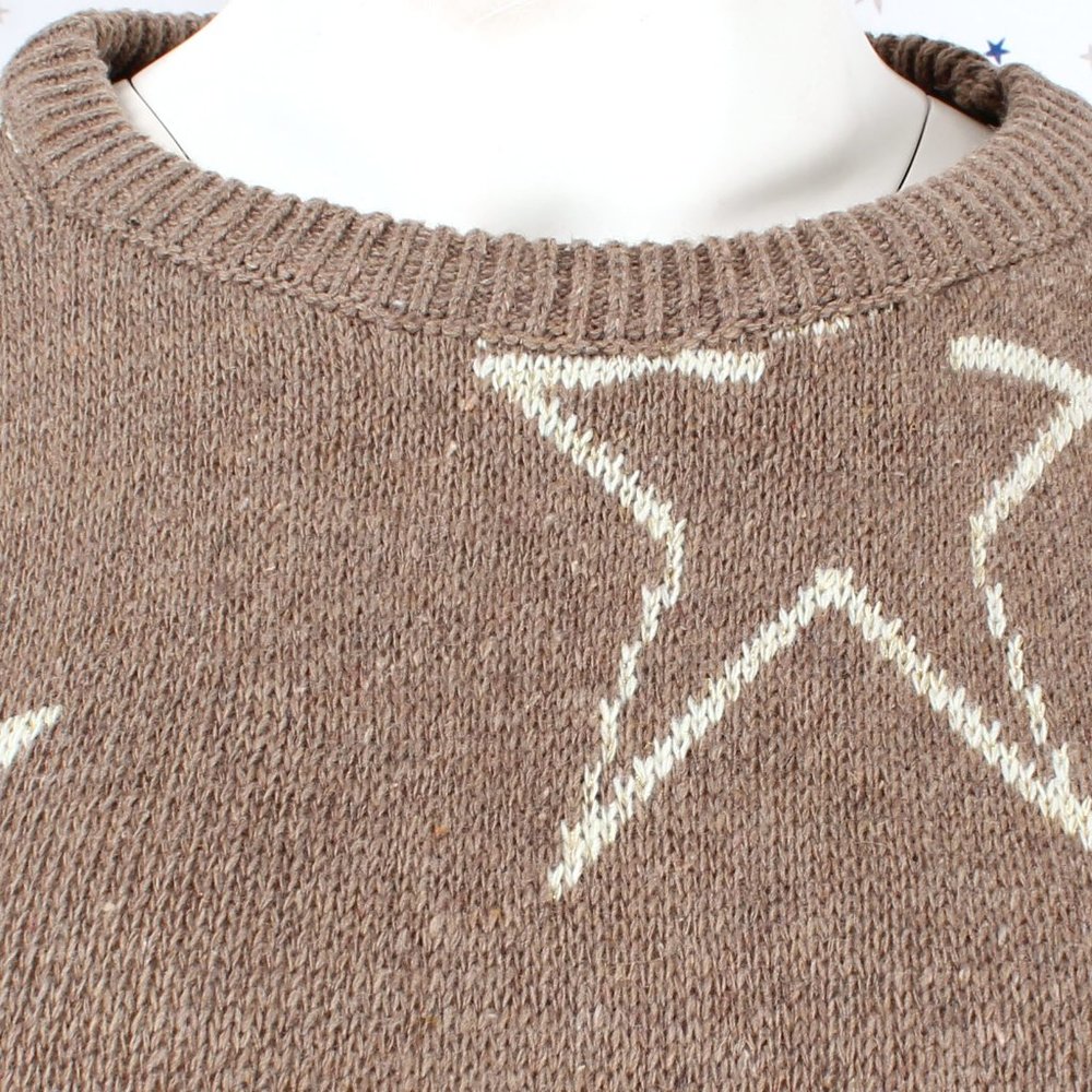 Star Pattern Knit Pullover Sweater Taupe - Picture 4 of 7